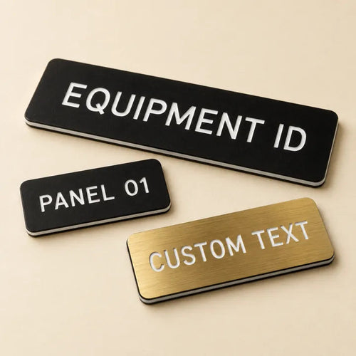 Custom engraved Lamacoid black white